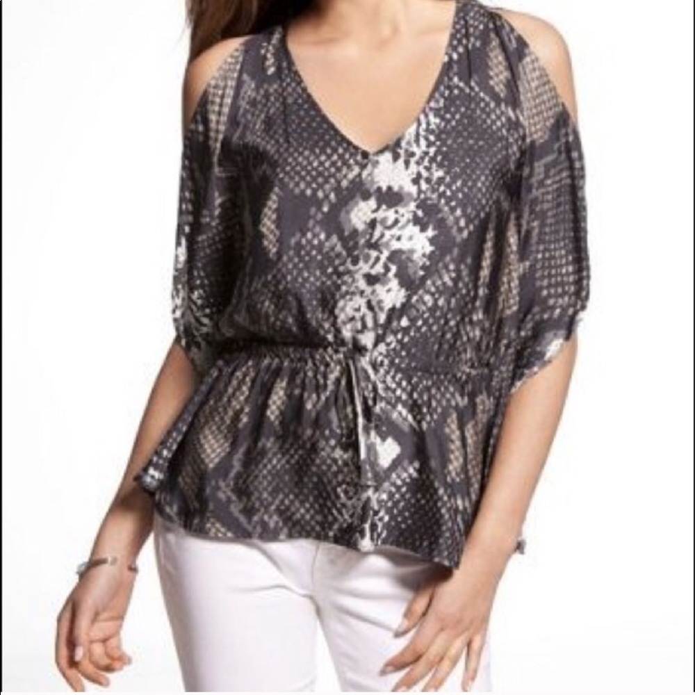 NEW!! Express Snakeskin Cold Shoulder Blouse